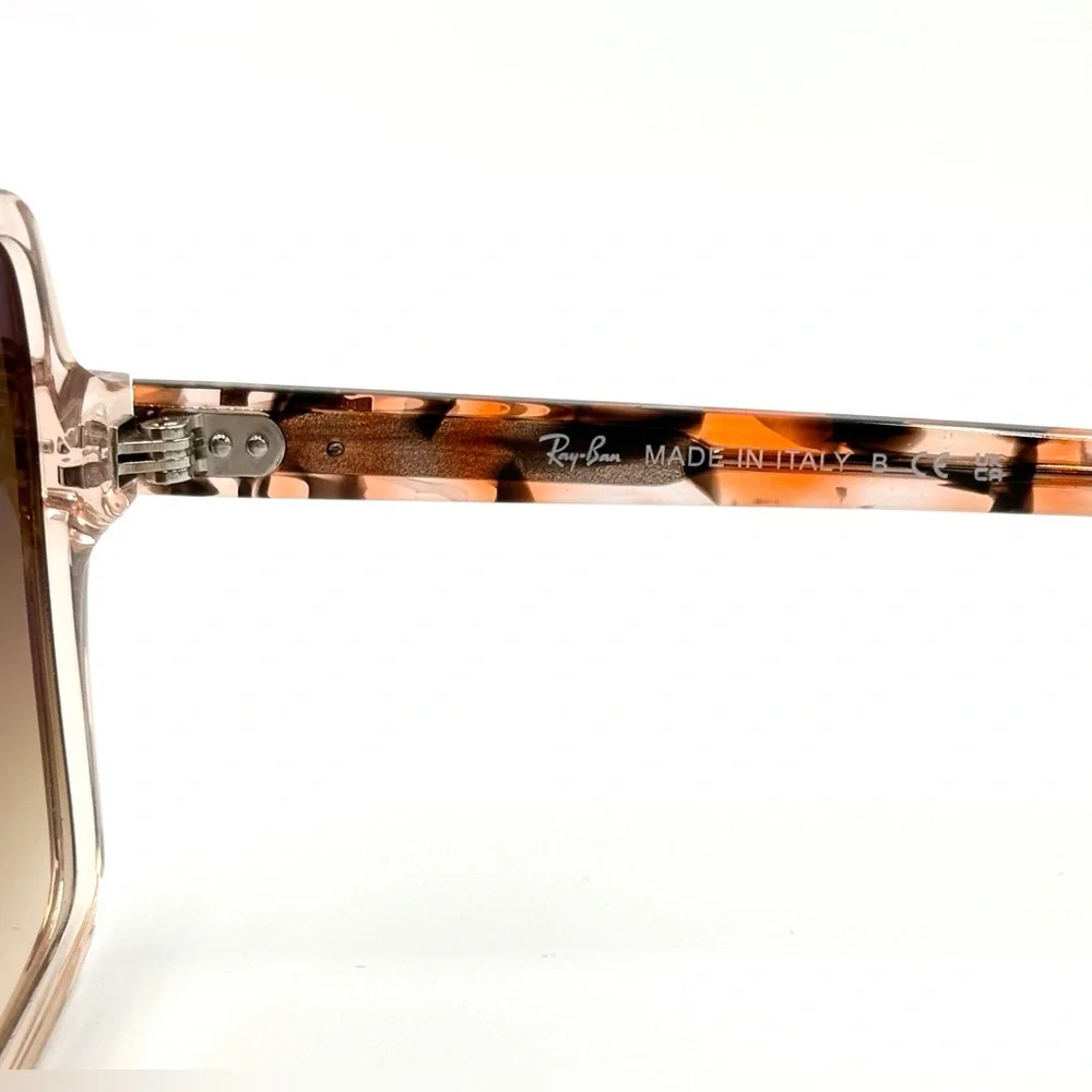 Ray-Ban 1281/51 Sunglasses transparent Brown Large Square Frame Rb1973 - Picture 10 of 12
